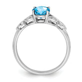 14k White Gold Oval Blue Topaz and Diamond Ring